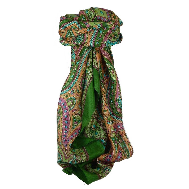 Classic Paisley Square Scarf Mulberry Silk Nori Mint by Pashmina & Silk | Fruugo SG