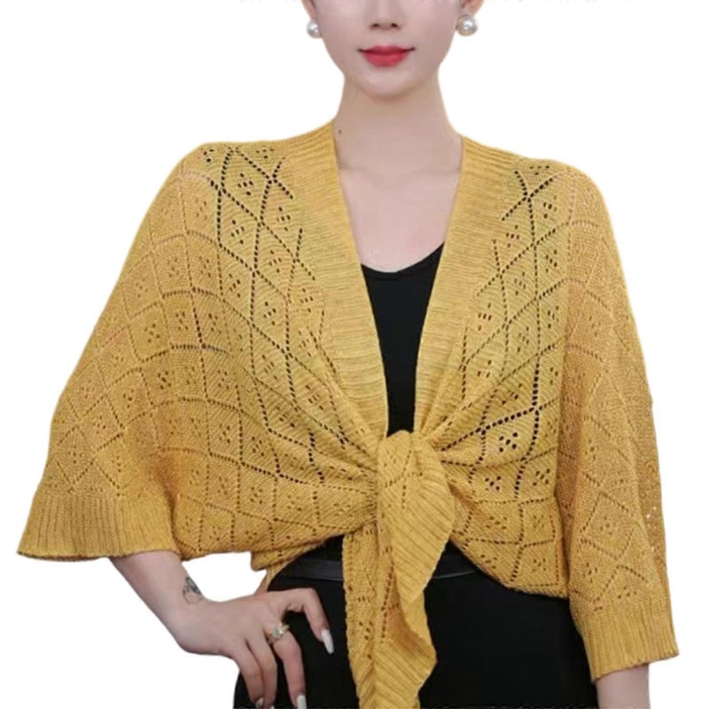 Elegant Knitted Shoulder Wrap Stylish and Practical Sun Protections for Women Shawl for Commuting and Casual Wear  Yellow | Fruugo SG