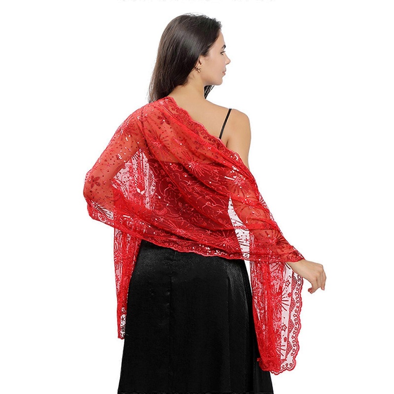 Fashion Summer Wedding Party Scarf for Woman Sequins Decor Wrap Casual Embroidery Scarves Shawls Foulard Female Supplies  Red | Fruugo SG