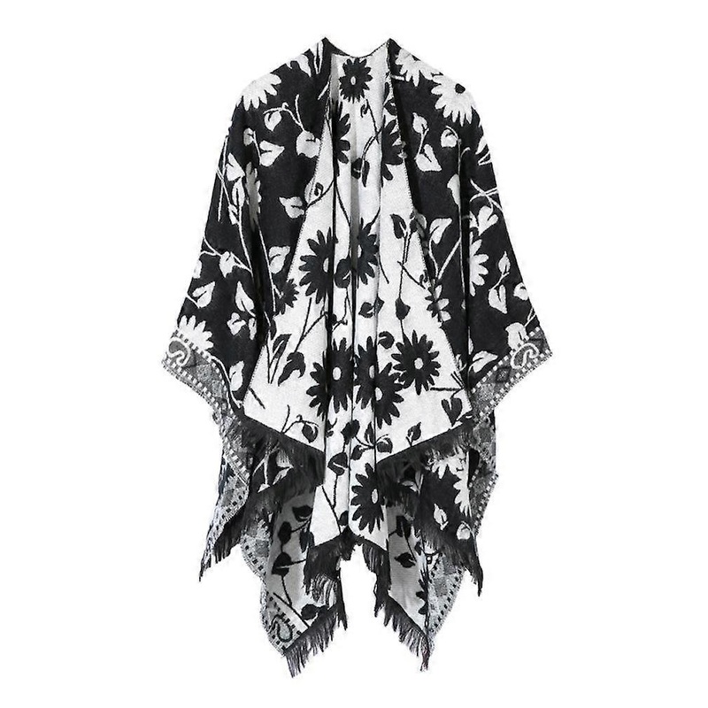 Fringed Hem Shawl Ethinic Style Poncho Winter Cardigant for Lady | Fruugo SG