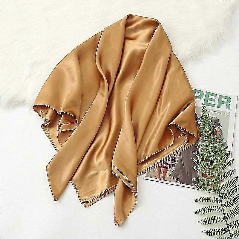 Large 35 Inch Vintage Satin Square Scarf with Silk Touch in Khaki | Fruugo SG