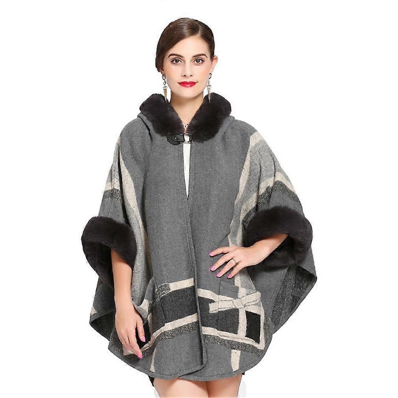 Modern Warm Wraps Shawls with Faux Fur Trimming Cardigan with Botton for Lady | Fruugo SG