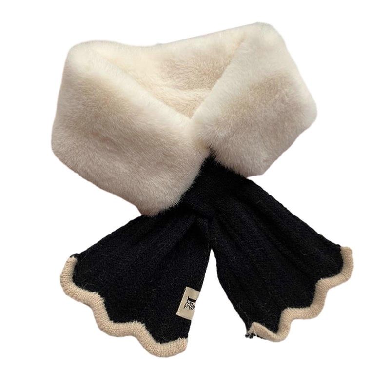 Women Scarf Knitted Small Warm Collar Neck Warmer Neckerchief Patchwork Autumn Winter Neck Scarf  White | Fruugo SG