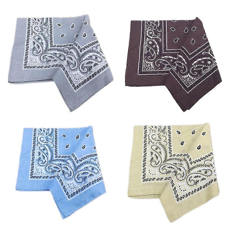 Cotton Headscarf Square Towel Headwear Women 4Pcs Elegant Smooth Printing Shawl Sky Blue Khaki Coffee Grey | Fruugo SG