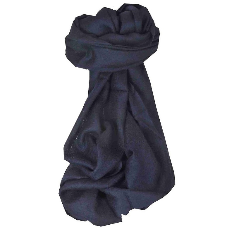 Fine Cashmere Stole Karakoram Birds-Eye Weave Dark Blue by Pashmina & Silk | Fruugo SG