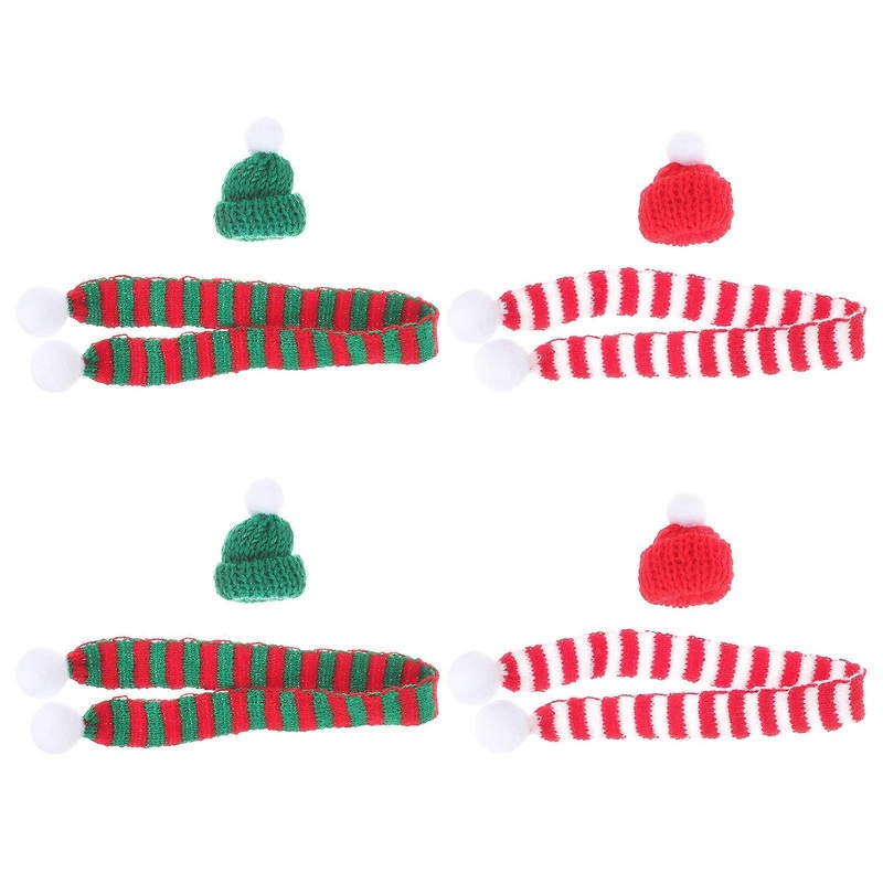 Knitted Yarn Accessories Mini Scarf And Hat Ornaments For Crafts Green 8Pcs | Fruugo SG