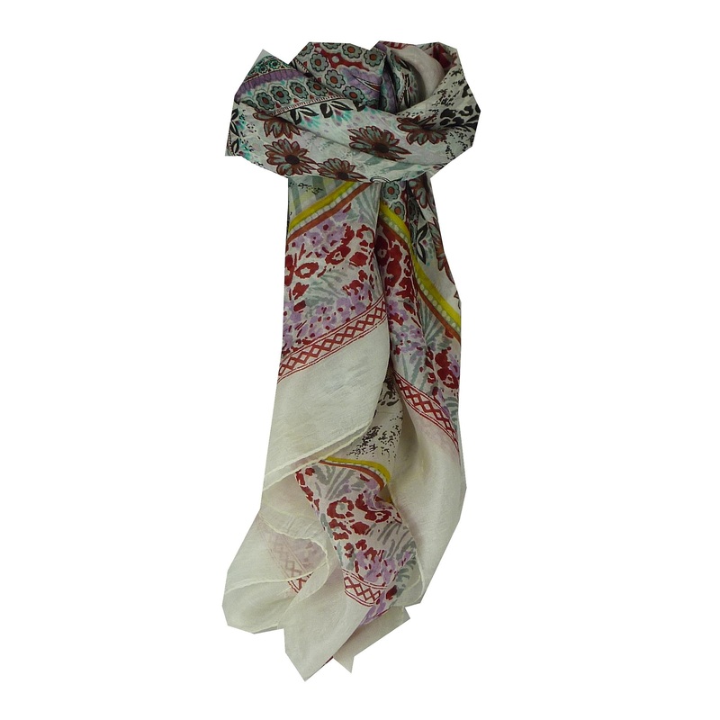 Mulberry Silk Classic Square Scarf Yasmine Cream by Pashmina & Silk | Fruugo SG