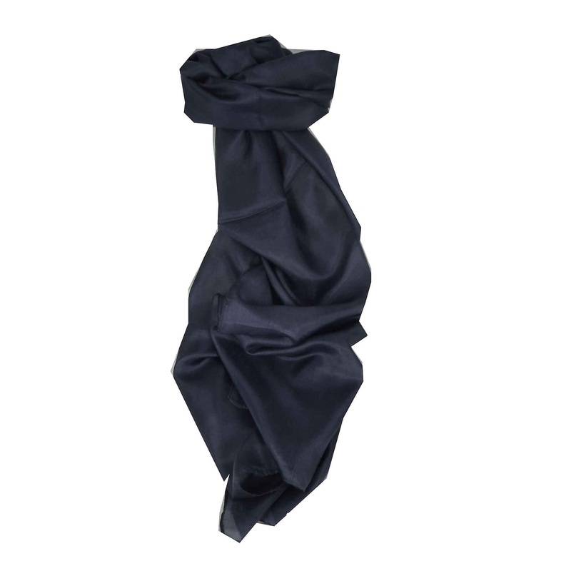 Mulberry Silk Hand Dyed Long Scarf Dark Blue from Pashmina & Silk | Fruugo SG