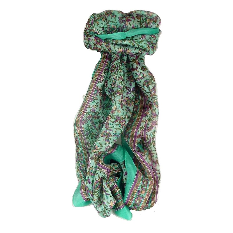Mulberry Silk Traditional Long Scarf Basu Aquamarine by Pashmina & Silk | Fruugo SG