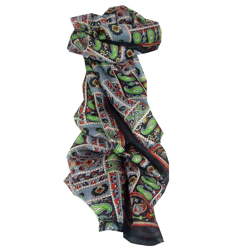 Mulberry Silk Traditional Long Scarf Chenab Black by Pashmina & Silk | Fruugo SG