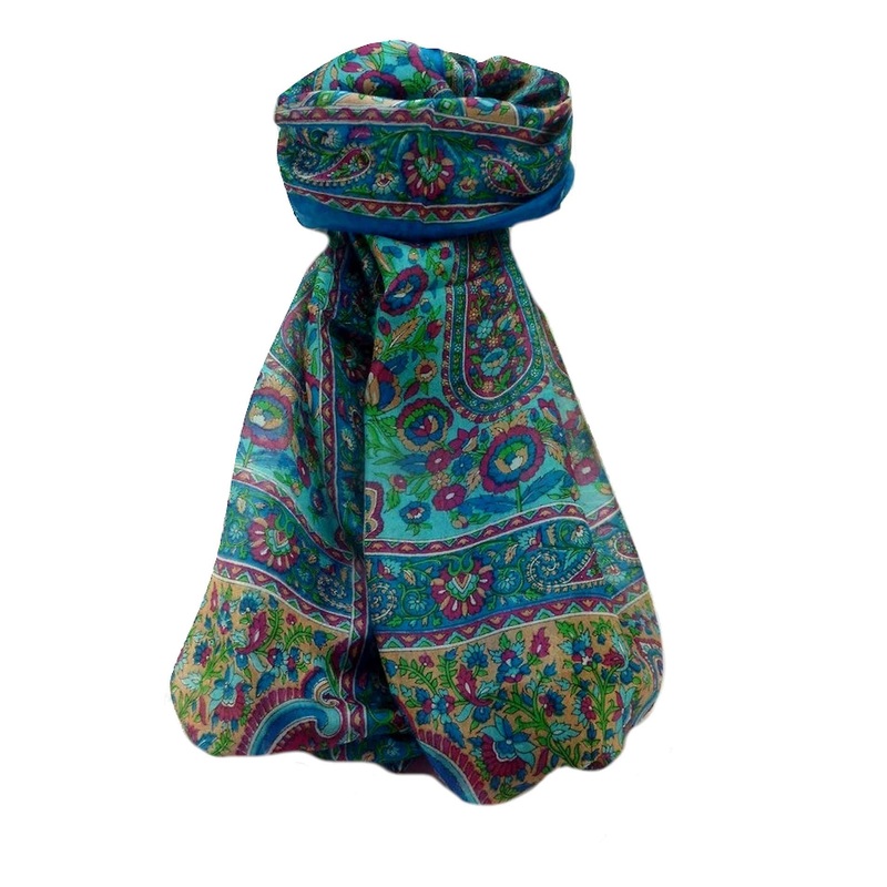 Mulberry Silk Traditional Long Scarf  Dil Aqua by Pashmina & Silk | Fruugo SG