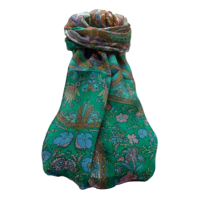 Mulberry Silk Traditional Long Scarf  Khattar Emerald by Pashmina & Silk | Fruugo SG