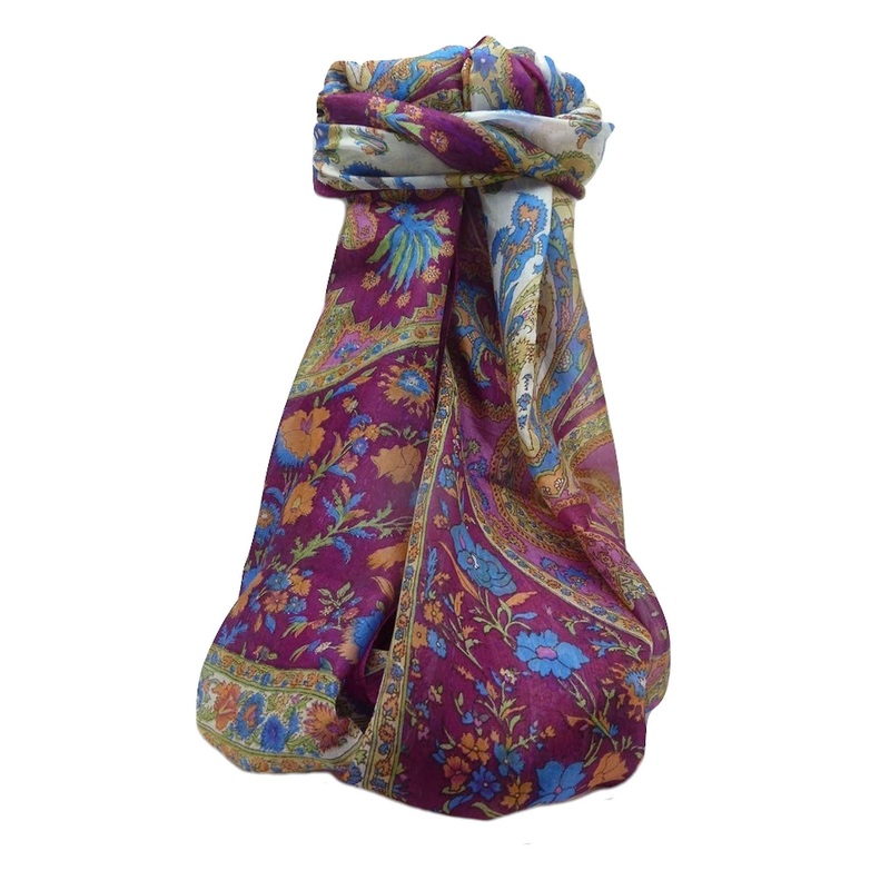 Mulberry Silk Traditional Long Scarf  Khattar Violet by Pashmina & Silk | Fruugo SG
