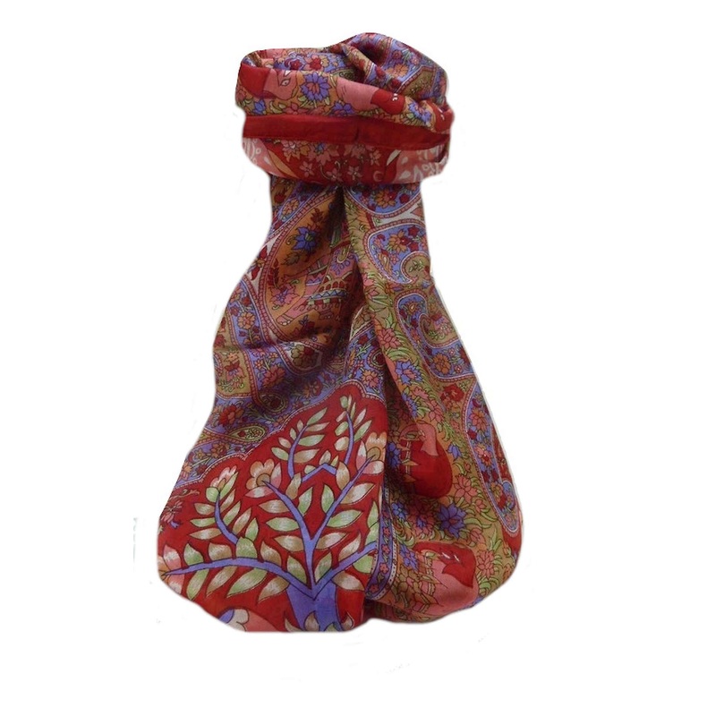 Mulberry Silk Traditional Long Scarf  Zhu Scarlet by Pashmina & Silk | Fruugo SG