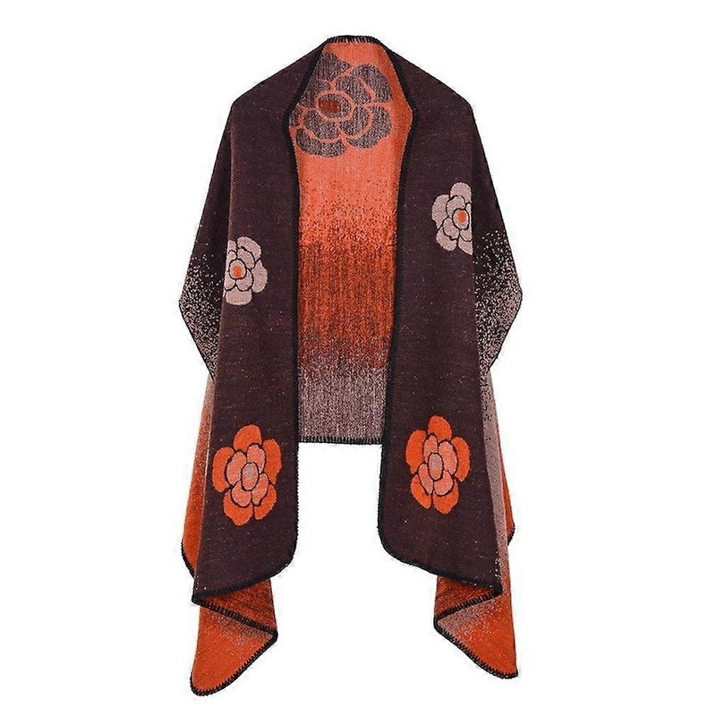 Women’s Jacquard Poncho with Flower Blanket Warm Shawl Wrap Cardigan Coat Cashmere Feel | Fruugo SG