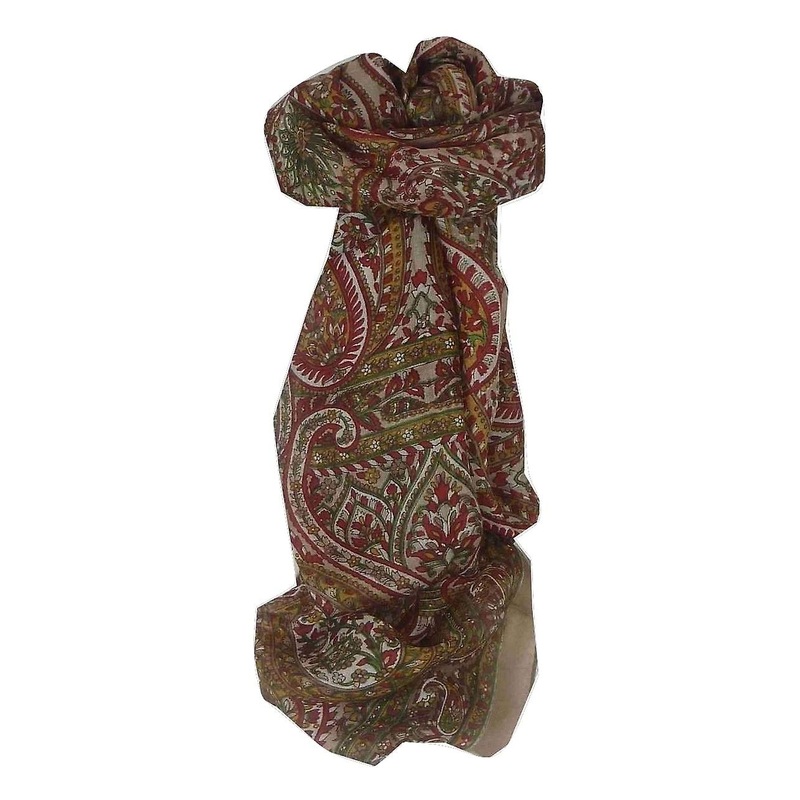 Mulberry Silk Traditional Long Scarf Panaji Brown by Pashmina & Silk | Fruugo SG