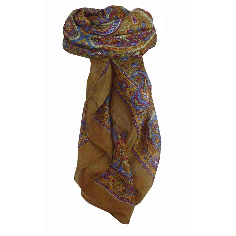 Mulberry Silk Traditional Square Scarf Kalinda Caramel by Pashmina & Silk | Fruugo SG