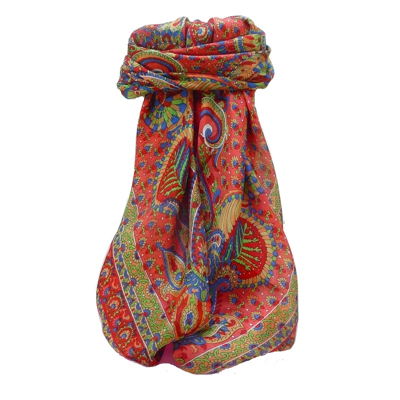 Mulberry Silk Traditional Square Scarf Osh Scarlet by Pashmina & Silk | Fruugo SG